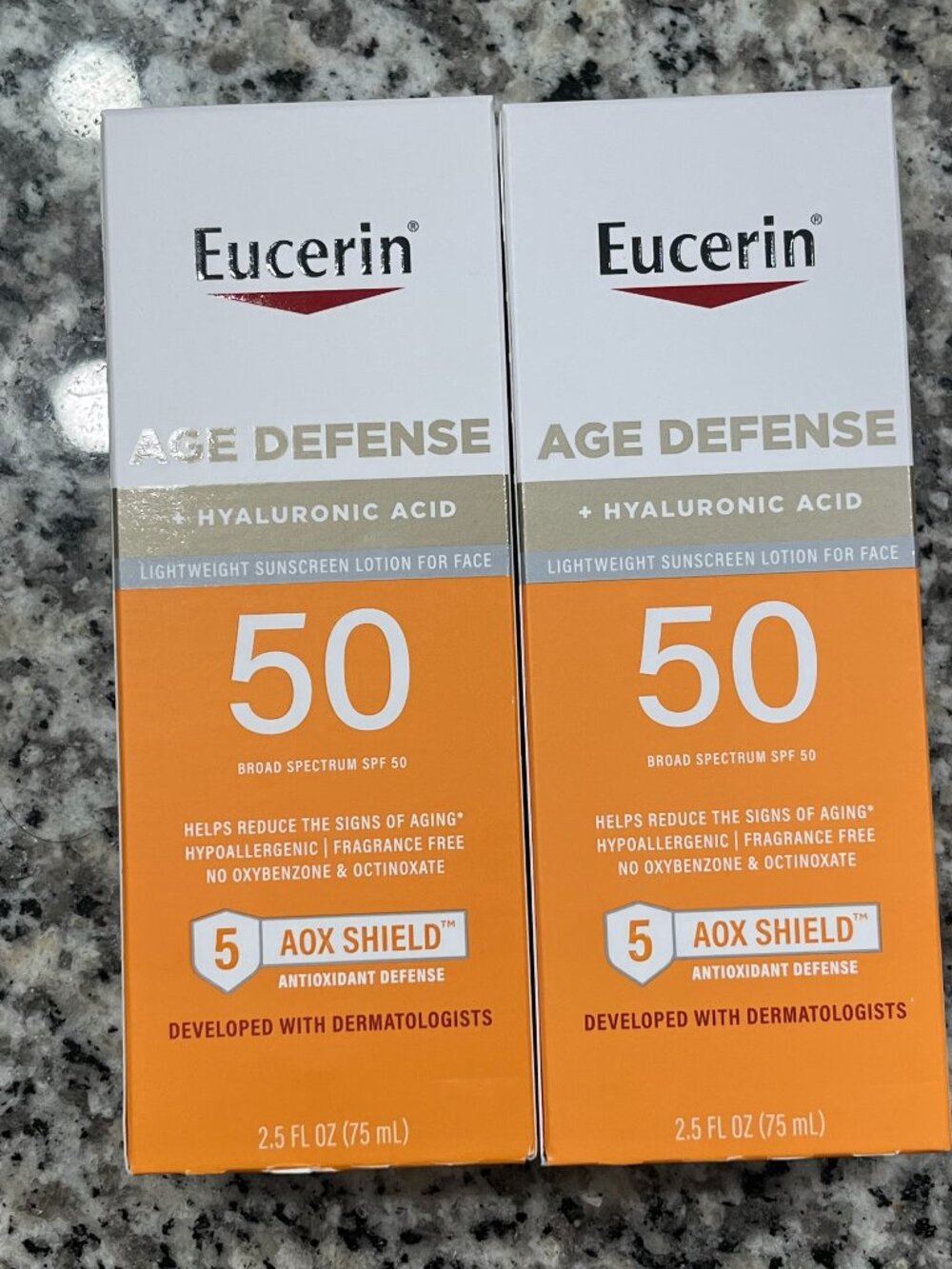 2-Pack Eucerin Age Defense + Hyaluronic Acid SPF50